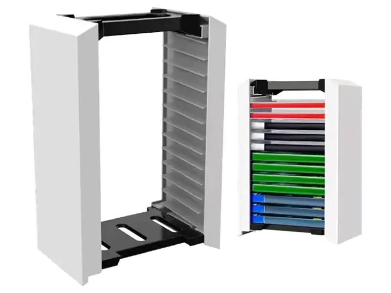 Tobo Universal Video Game Storage Tower for PS5, PS4, PS3, Nintndo Switch, Xbox One, Xbox Series S/X - White Video Game Holder Organizer Stand with 12 CD Case Storage for Displaying TD-0520