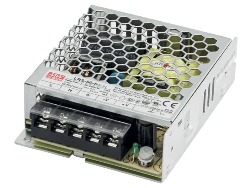 Mean Well Power Supply , 5 Volt 10 amp , Lrs-50-5 Panel mount industrial , 50 Watts Computer PSU with 0 SATA Cables