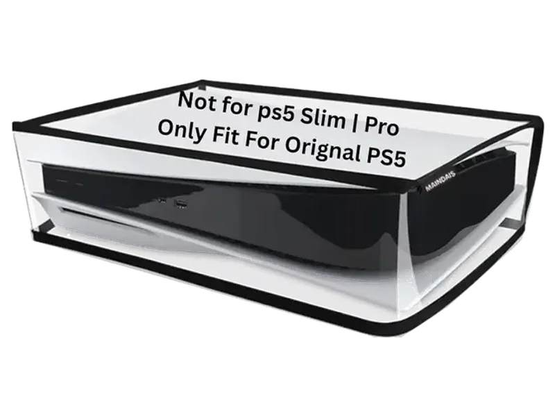 MAINDAIS Horizontal Dust Cover For Transparent PS5 games Console Dust Guard With Back Cable Port For Playstation 5 Console Digital & Disk Version Protects from Dust Water and Scratches –(MDPS5HTC-102)