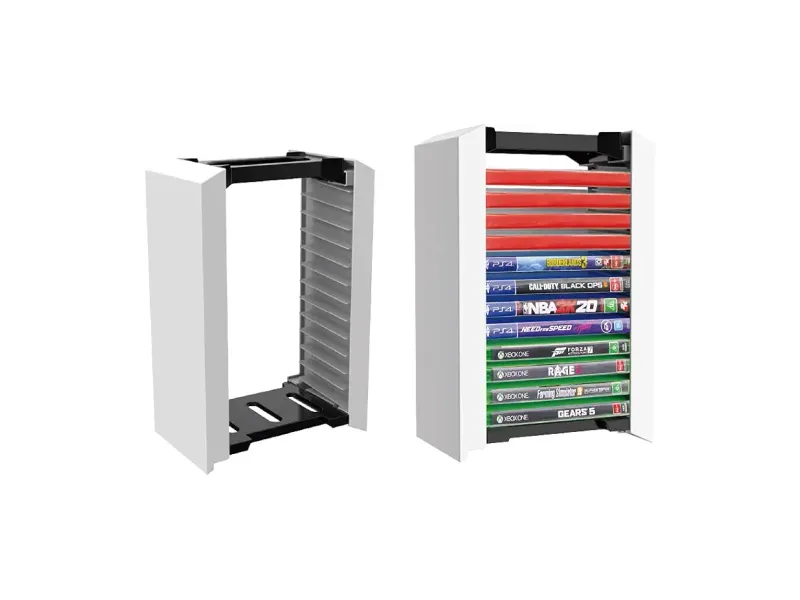 New World Game Storage Tower Stand for PS5/ PS4/ Xbox Series S & X/Xbox, Universal Video Games Discs Organizers, Video Game Disc CD Storage stand for 12 Disc