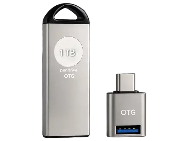 1 TB OTG Pen Drive with USB Type-C Adapter, Silver