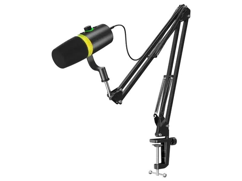 Digitek DM-701 USB Dynamic Microphone - RGB Professional Gaming Streaming Podcast Mic with XLR Output, Noise Reduction, Cardioid Pattern, 24-bit/96kHz, Desktop Stand with LED Lighting
