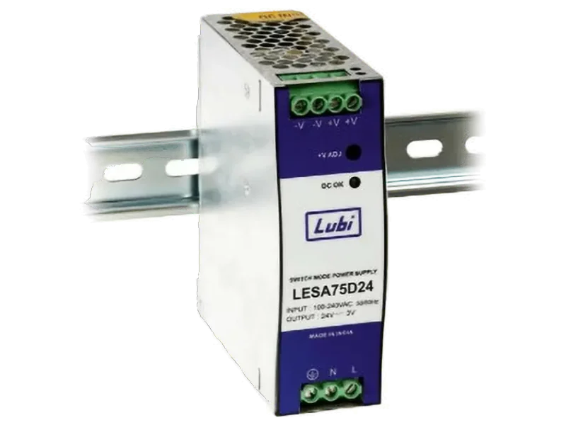 LUBI Power Supply Plastic Din Rail Mount 24 V Single Output 3 Amp, LESA75D24 75 Watts Computer PSU with 0 SATA Cables