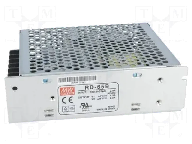 Mean Well power supply, RD-65B, 65 watt, 5V/4A 24V/2A, panel mount 65 Watts Computer PSU with 0 SATA Cables