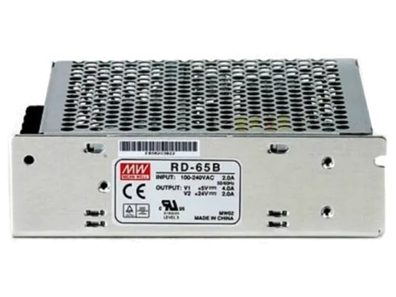 Mean Well Dual SMPS, 5V/4A 24V/2A, RD65B, panel mount 65 Watts Computer PSU with 0 SATA Cables