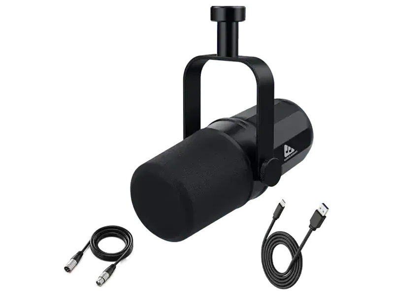 Audio Array AM-C11 XLR/USB Dynamic Podcast Microphone | Built-in Monitoring | One Touch Mute and Volume Control | Premium Metal Build | 2M XLR & USB Cable | Streaming, Gaming, Podcasting, Singing