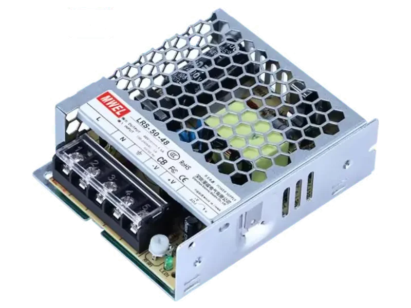 Mean Well SMPS, 48 Valt, 1.1 AMP, LRS-50-48, panel mount 50 Watts Computer PSU with 0 SATA Cables