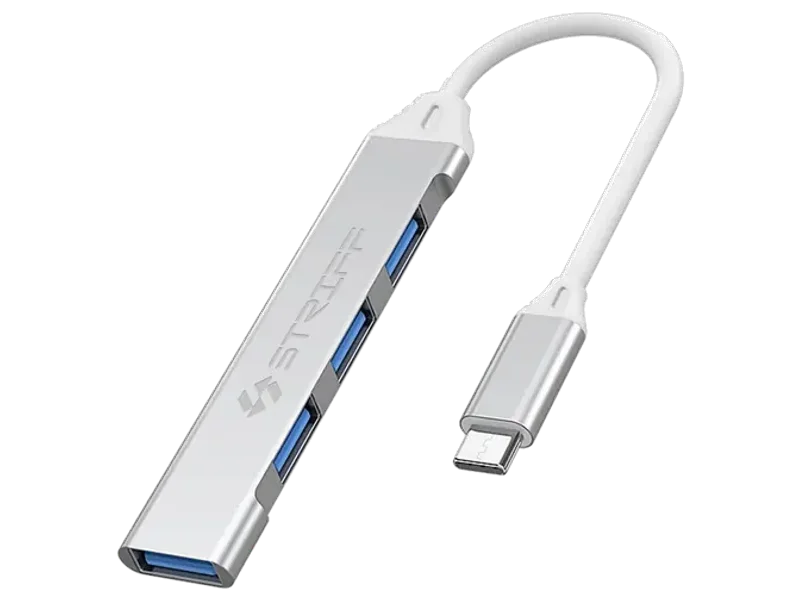 STRIFF Type-C USB Hub 4-Port Adapter USB 3.0&2.0, 5000Mbps Data Transfer(Silver) USB Adapter