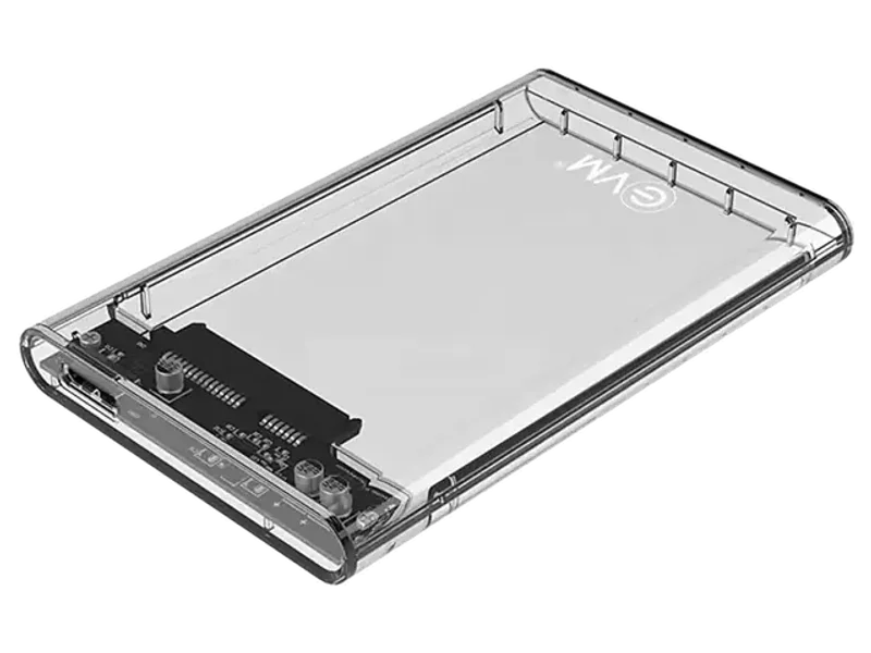 EVM 2.5" SATA SSD Casing USB 3.0 - Portable External Hard Drive/SSD Transparent Case Cover - Fast Transfer Speeds Upto 5Gbps, On-The-Go Storage & Data Backup (ESC-TP01)