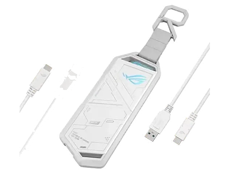 ASUS ROG Strix Arion White M.2 NVMe SSD Enclosure-USB3.2 Gen 2x1 Type-C (10Gbps), Dual USB-C to C and USB-C to A