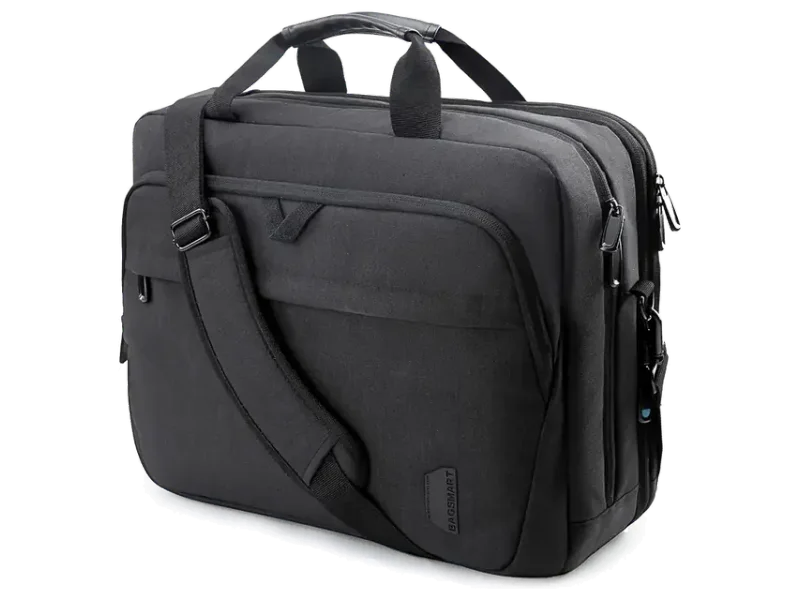 BAGSMART 18 Inch Laptop Bag, Expandable Briefcase, Computer Bag Men Women, Laptop Shoulder Bag, Work Bag Business Travel Office - Black