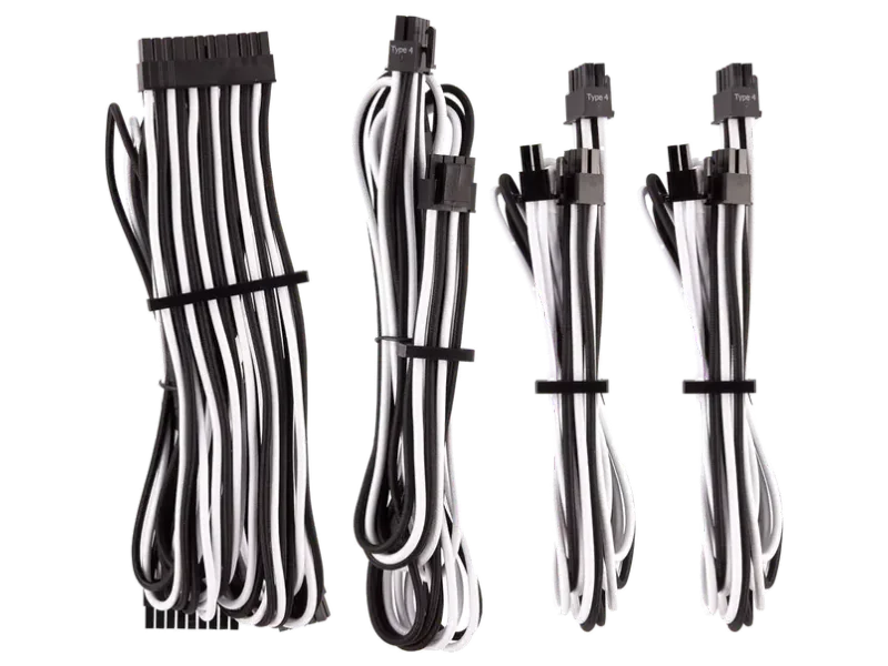 CORSAIR PREMIUM INDIVIDUALLY SLEEVED DC CABLE STARTER KIT TYPE 4 (GENERATION 4) WHITE/BLACK