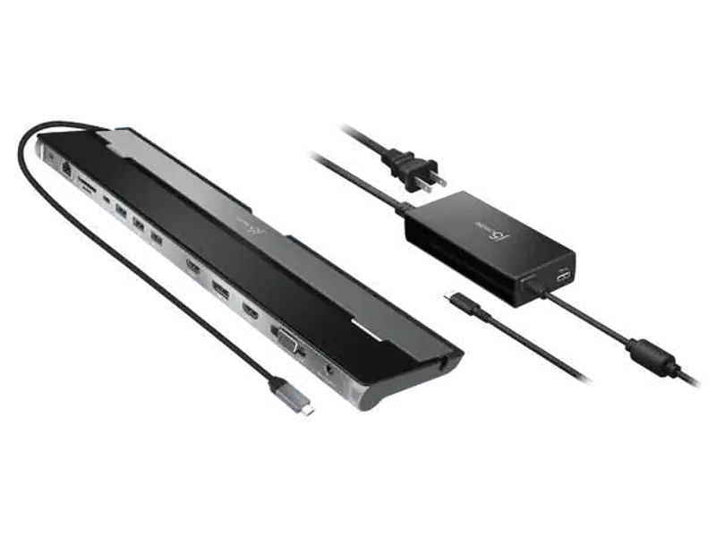 J5CREATE USB-C TRIPLE DISPLAY DOCKING STATION WITH 100W PD ADAPTER