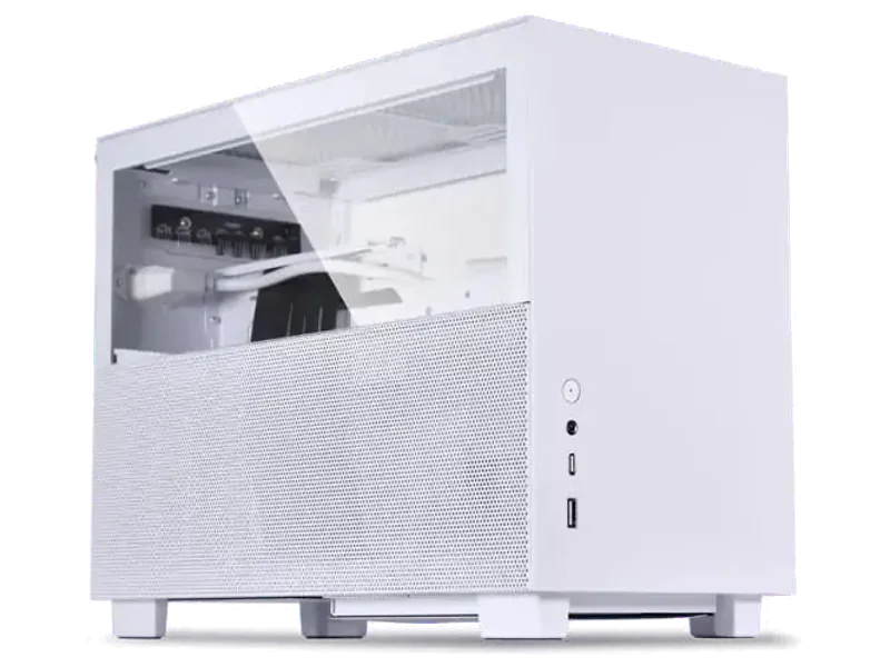 LIAN LI Q58W4 ITX Mini Tower Cabinet With PCIe 4.0 Riser Cable (White)