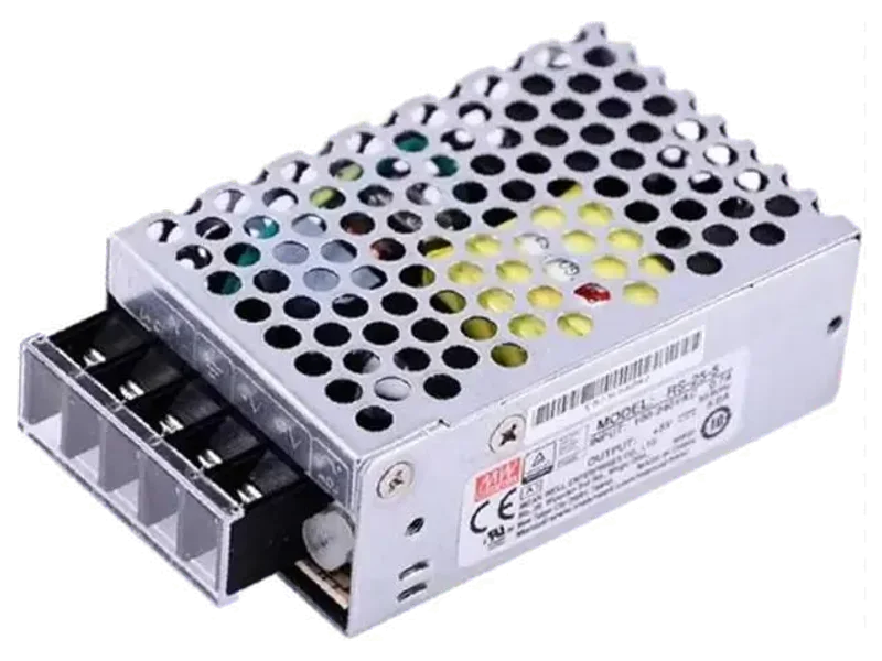 Mean Well SMPS, 5 Valt, 5 AMP, LRS-25-5, panel mount 25 Watts Computer PSU with 0 SATA Cables