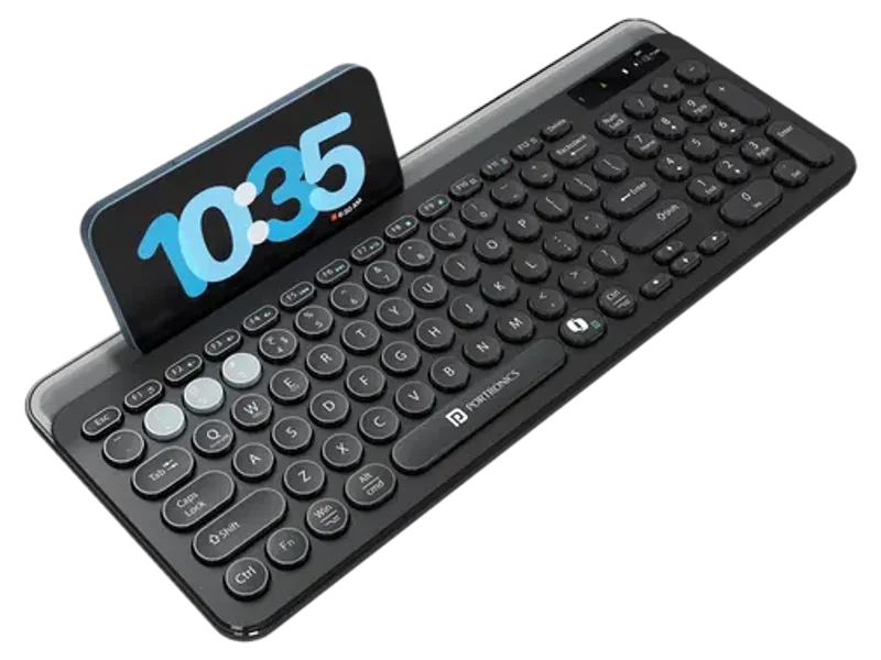 Portronics Bubble 3.0 Wireless Bluetooth Rechargeable Keyboard,Dual Height Adjustment Bluetooth, Wireless Standard Laptop Keyboard Compatible with Laptop, Desktop with 3x Bluetooth & 2.4GHz Connectivity, Type-C Rechargeable Battery, Dual Height Adjustment Stand, Integrated Numpad & Multimedia Keys, Microsoft Copilot Integration