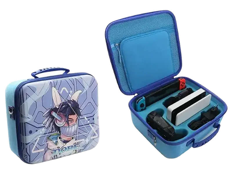 TMG Portable Hard Shell Nintendo Switch Case Compatible with Nintendo Switch/Switch OLED Model, Designer Series Travel Storage Bag for Switch Console Pro Controller Accessories-Blue