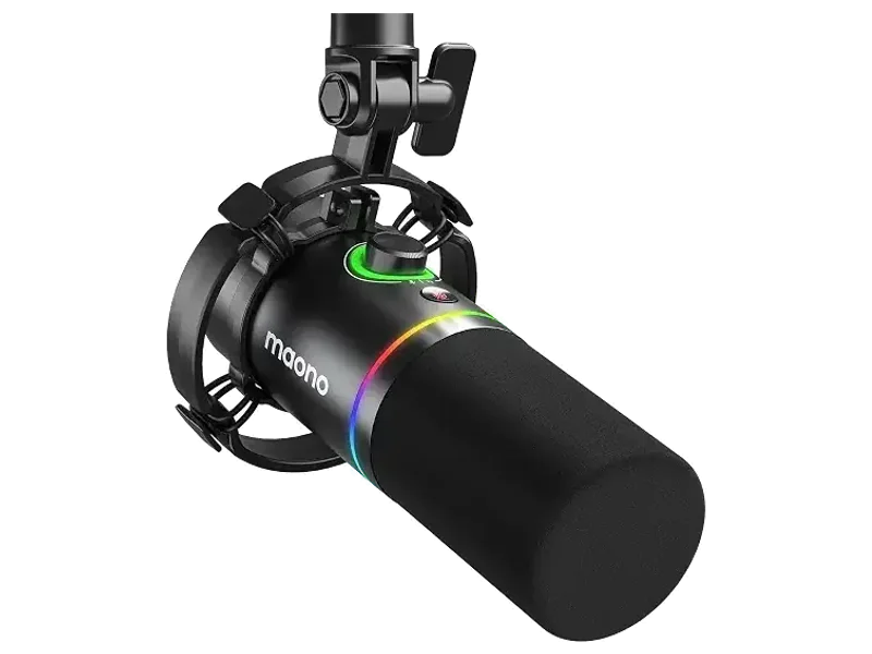 MAONO PD200X USB/XLR Dynamic Mic for Singing, PC, YouTube Recording. Professional Microphone with Programmable Software and 0-Latency Monitoring, Volume Control, Tap-to-Mute and Shock Mount, Black