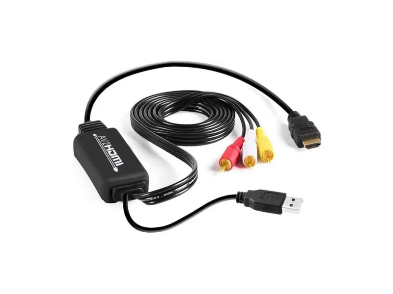 microware TV-out Cable RCA to HDMI Converter, AV to HDMI Adapter, RCA to HDMI Cable for PC Laptop Xbox PS3 PS4 TV STB VHS VCR Camera DVD Etc