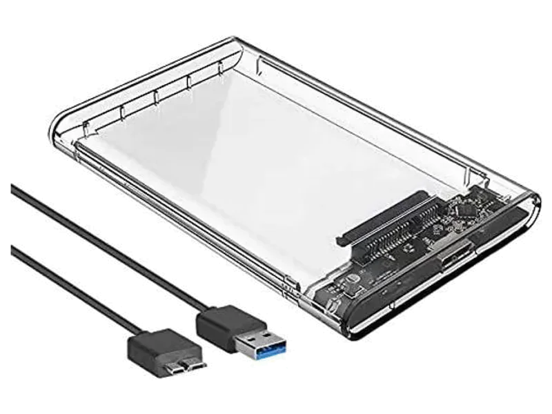 spincart SATA to USB 3.0 External Hard Drive Enclosure HDD/SSD, Transparent Hard Disk Box 2.5 inch Hard Drive Enclosure