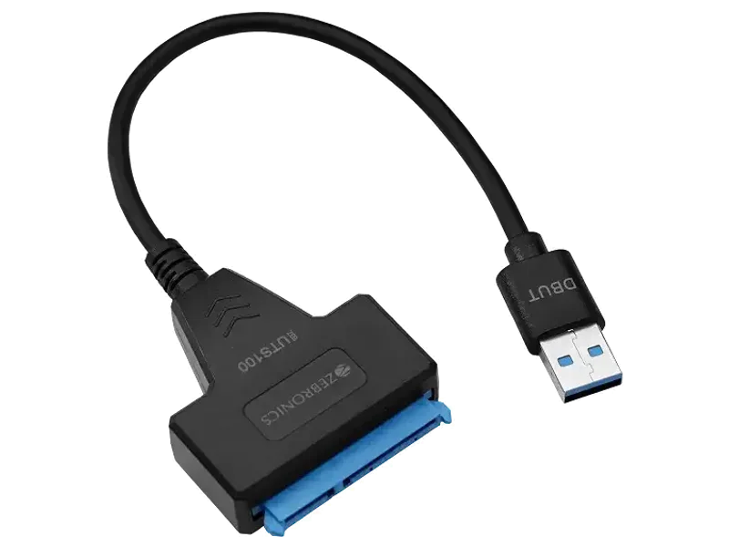 ZEBRONICS UTS100 USB 3.0 to SATA Adapter for 2.5 HDD/SSD with Plug & Play, Durable Material, Super Fast Transfer, Upto 5 Gbps, Black