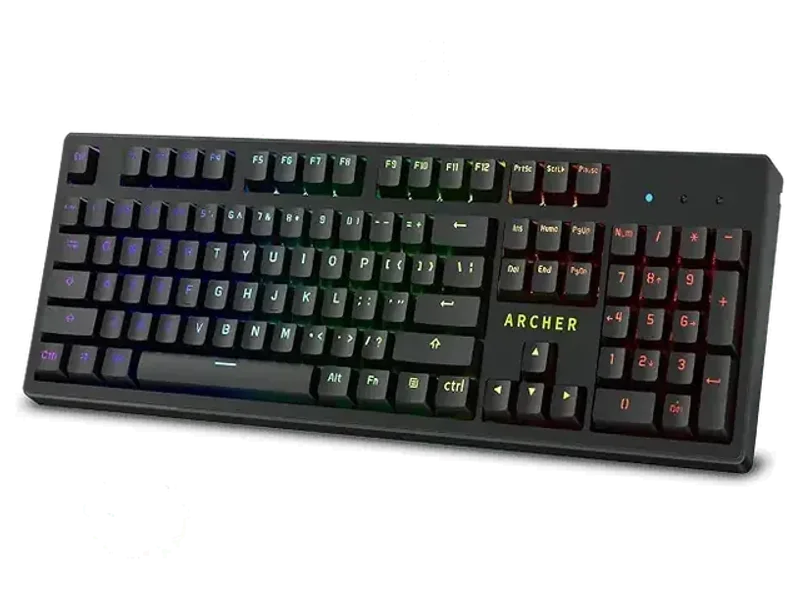 tizum Archer Tech Lab Mechanical Gaming Keyboard, JERRZI Blue switches, Anti-ghosting Keys, 21 RGB Modes with Music sync, LED Backlit, Braided USB-C Cable, Software Support for PC, Mac, Linux.