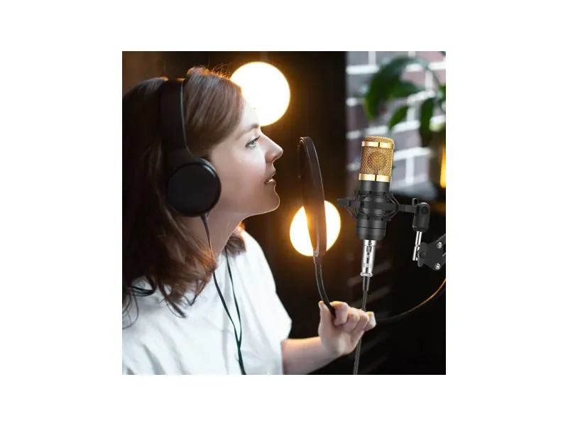TRUDO Condenser Studio Mic Set with Shock Mount & Foam Cover for Vocal Recording Microphone