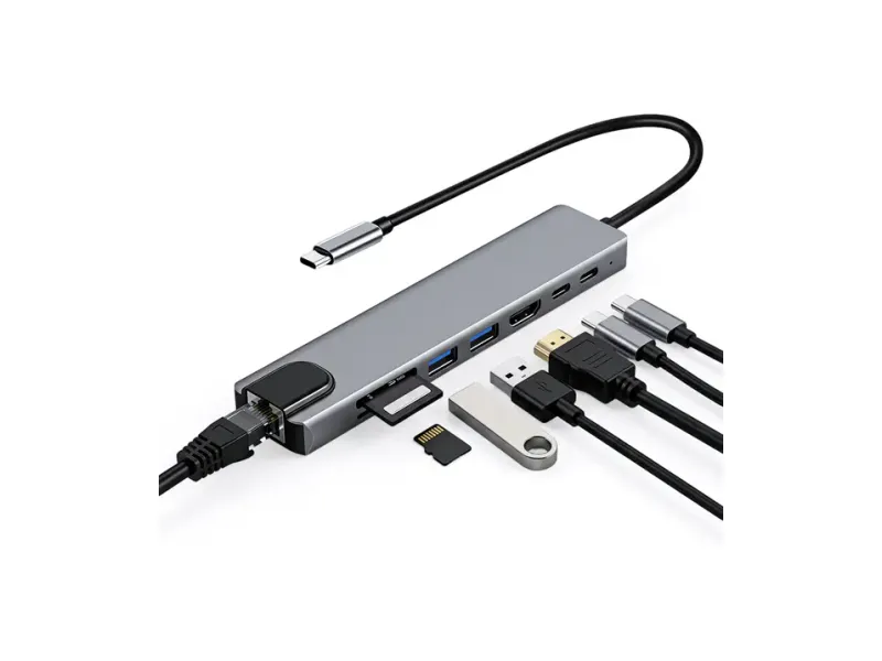 Verilux USB C Hub Multiport Adapter 8 in 1 with HDMI USB Ports SD Card Reader Device USB Adapter