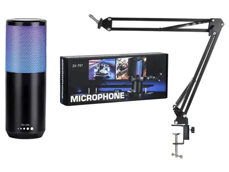 Voltegic RGB USB Condenser MicKit with Stand for Streaming Recording YouTube Gaming Microphone