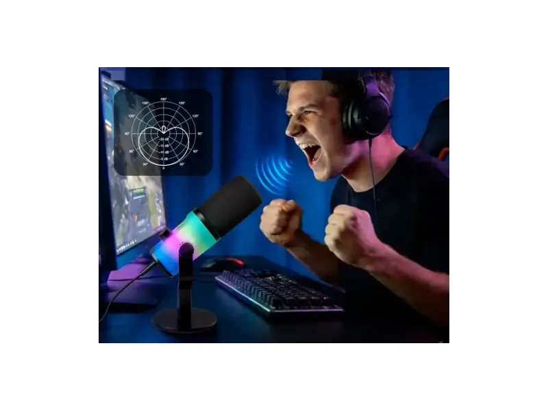 Voltegic USB RGB Mic with Desktop Stand for Gaming Streaming Recording and Voice Chat Microphone