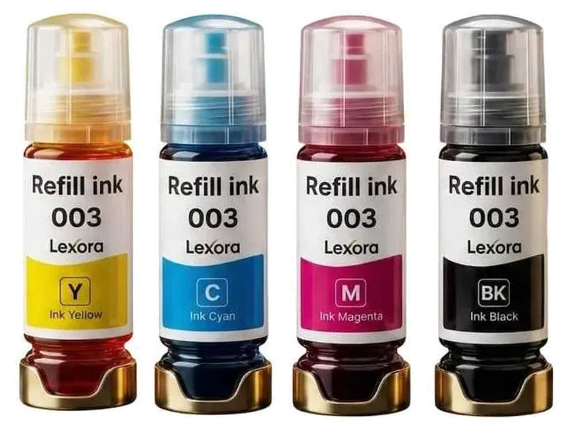 lexora 001/ 003 Ink for L3110, L3150, L3250, ,L3116,L3101,L3210,L3215,L3216 Black + Tri Color Combo Pack Ink Bottle