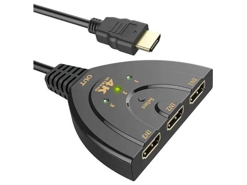 KUVERA TV-out Cable 3 Port HDMI 1.4V Switch Splitter with Pigtail Cable for Xbox One, PS3, 4,TV.