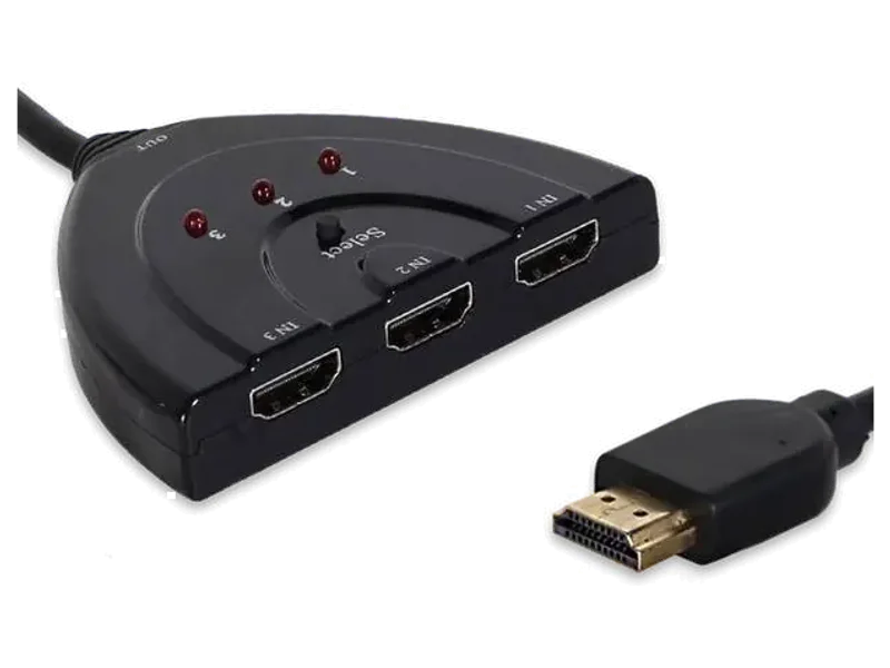 Akwor TV-out Cable 3 Port HDMI Multi Display Auto Switch Hub Box Splitter