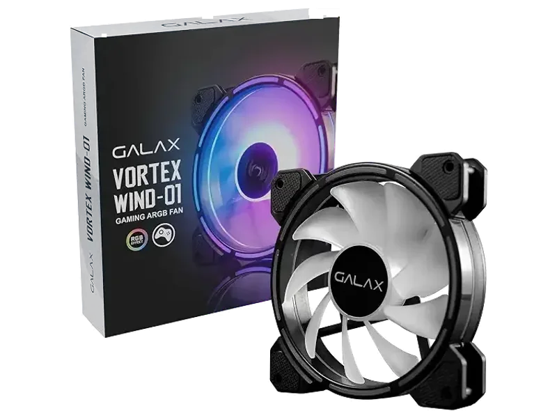 Galax Vortex Wind-01 120mm Silent Case Gaming Fan | ARGB LED Lights | Advanced Cooling Design | Hydraulic Bearing | Dynamic Balancing Motor