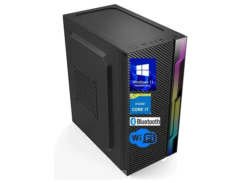 Desktop PC, Core i7-GEN4 | 16GB RAM | 512GB NVMe SSD | 5G WiFi & Bluetooth, HDMI, VGA, LAN | USB 3.0 | Windows 11 Pro License & Office 21 | 2 Year Warranty (Copper CPU Fan,i7GEN4,512GB NVMe)