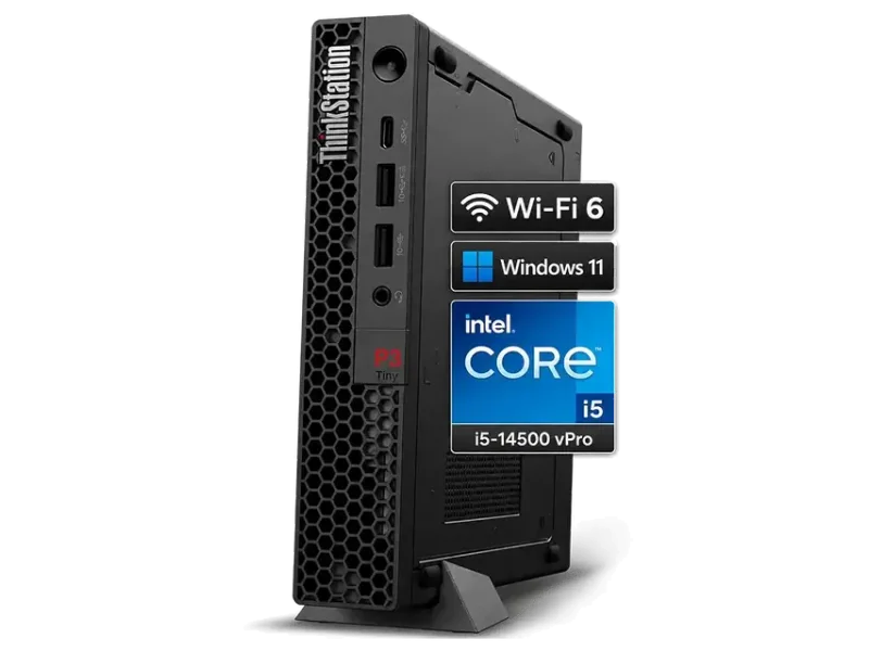 Lenovo ThinkStation P3 Tiny Desktop Computer | Intel Core Ultra 5 CPU (10 Cores, Up to 4.9GHz) | 32GB DDR5 RAM, 1TB SSD | NVIDIA RTX A400 Graphic (4GB GDDR6 RAM) | WIFI7 | Dual 4K Display Support
