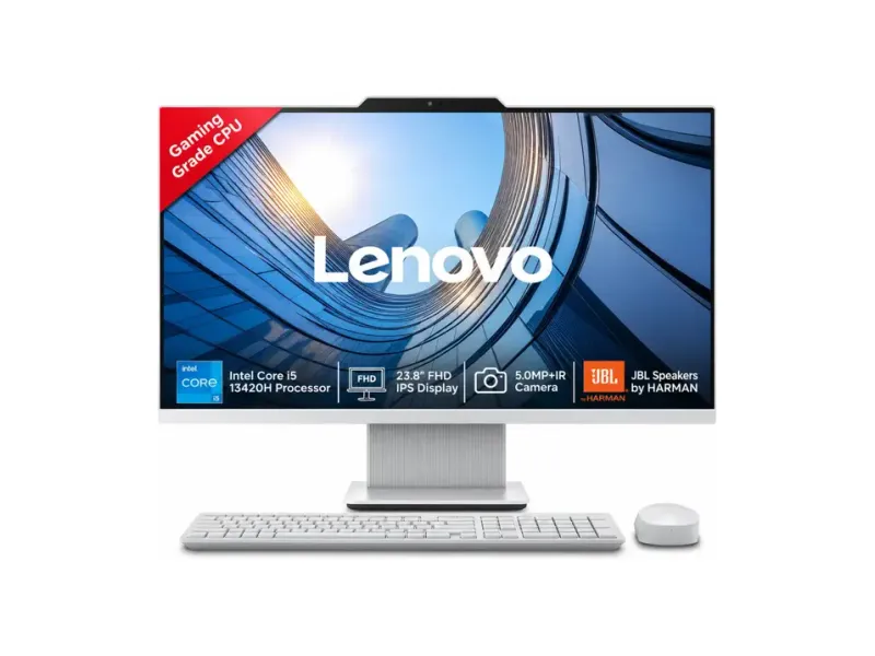 Lenovo IdeaCentre AIO Core i5 (16 GB DDR5/512 GB SSD/Windows 11 Home/24 Inch Screen/IdeaCentre AIO 24IRH9) with MS Office