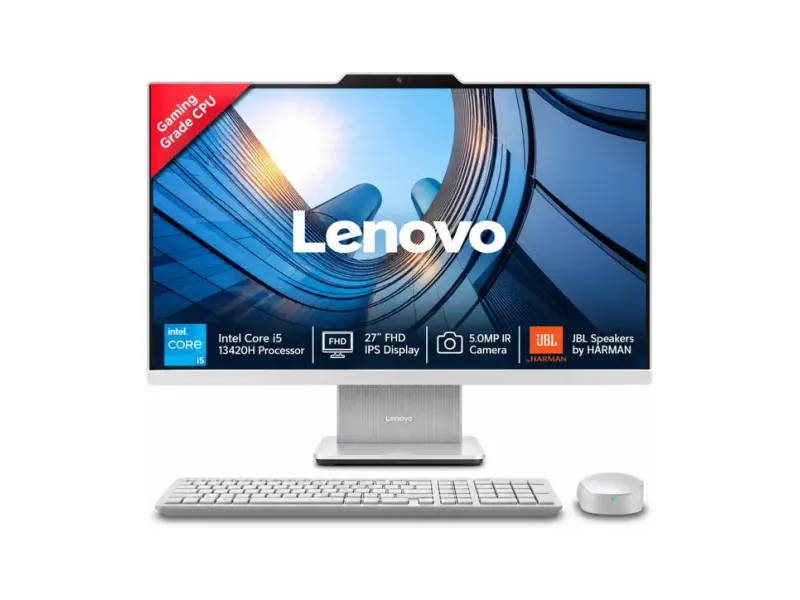 Lenovo IdeaCentre AIO Core i5 (32 GB DDR5/1 TB SSD/Windows 11 Home/27 Inch Screen/IdeaCentre AIO) with MS Office