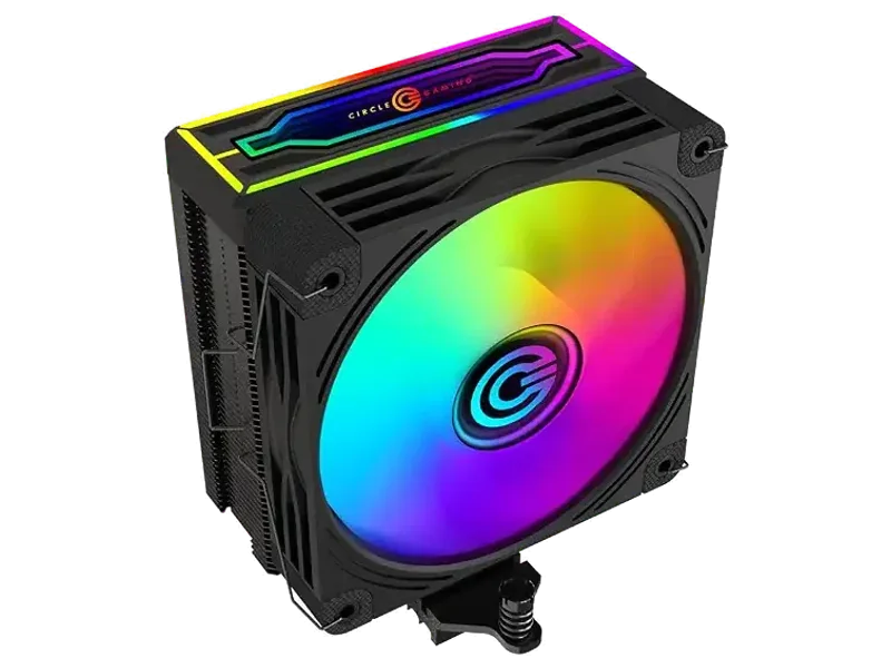 Circle Gaming CG 4P ARGB CPU Air Cooler Mirror Close-Loop-120mm Fan | Support AMD & Intel CPU Socket AM5, AM4 / LGA 1700, 1200, 1151, 1150| PWM Case Fans | 63 CFM Airflow | 4 Heat Pipes | Black
