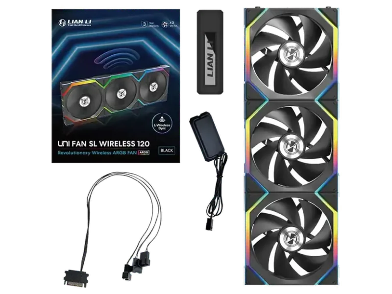 Lian Li UNI FAN SL Wireless 3x 120mm Fan Kit Black (G99-12SL1W3B-IN)