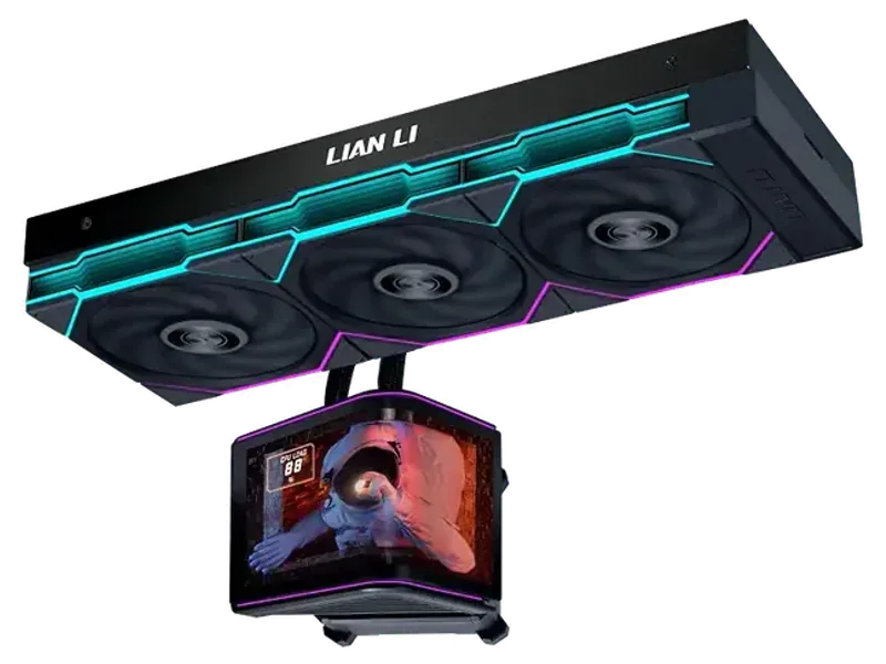 Lian Li HydroShift II OLED Curved 360 All-in-One Liquid CPU Cooler - Black | 6.67" 2K 60Hz Curved OLED Display, Motorized Pump Head, Hidden Tubing Design, Intel LGA 1700/1851 & AMD AM5/AM4 Support