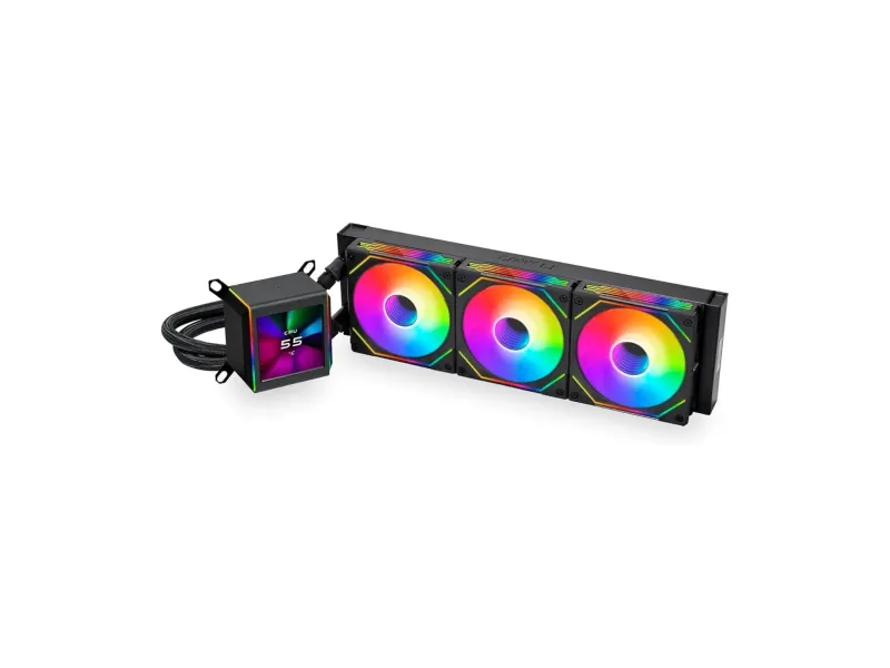 Lian Li Galahad II 360mm ARGB LCD CPU Cooler - Black, 18" x 9" x 2.88" (Desktop Compatible)