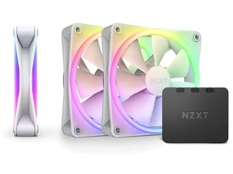 NZXT F120RGB DUO - 120mm Dual-Sided RGB Fan - Triple Pack (White) W/RGB Controller-RF-D12TF-W1