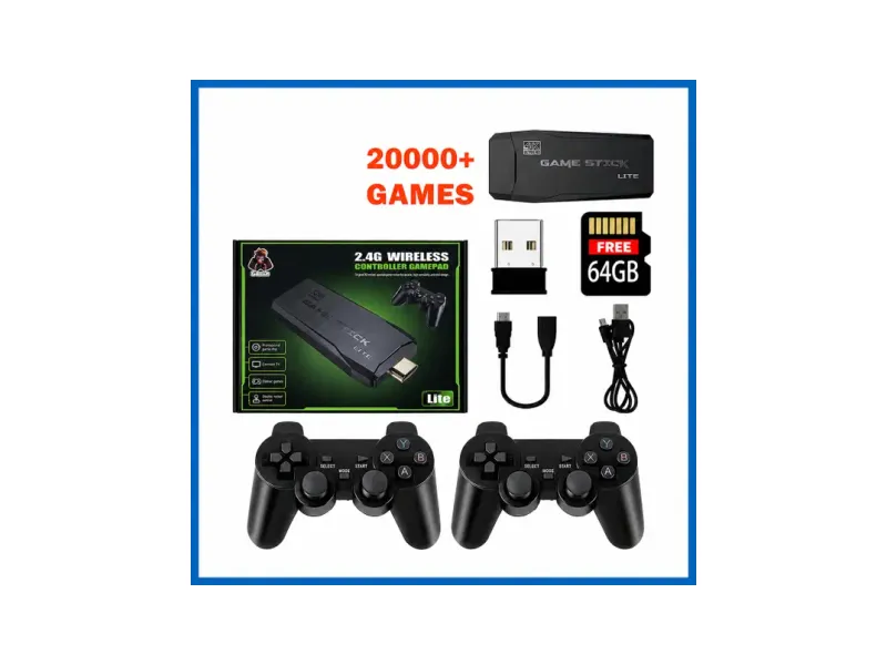M8 4K Ultra HD Game P2 Stick 64GB 20000+ Games Dual Wireless Controller with Game and Expansion Pack