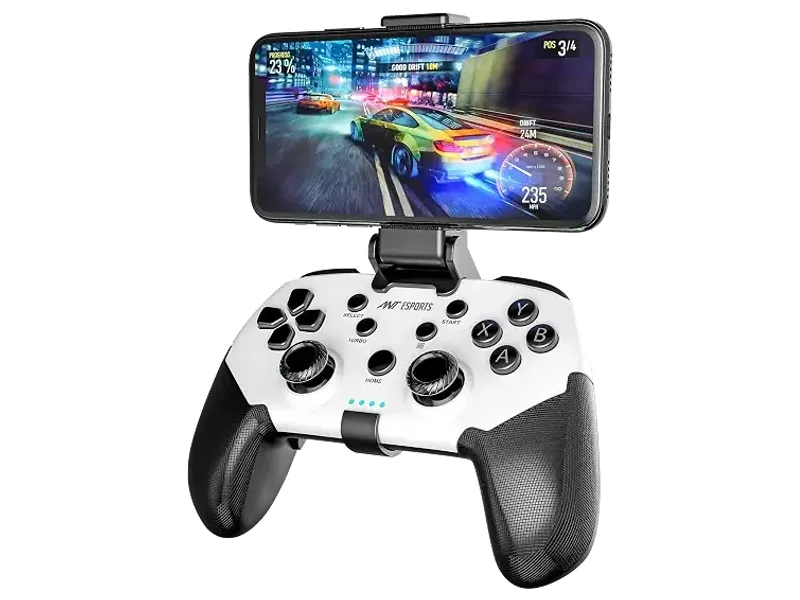 Ant Esports GP320 Wireless Gamepad for PC, Android, iPhone, PS4, PS3 & Nintendo Switch, Bluetooth Controller with Mobile Clip, Turbo Function, Macro Programming, X-Input/D-Input Support- Black White