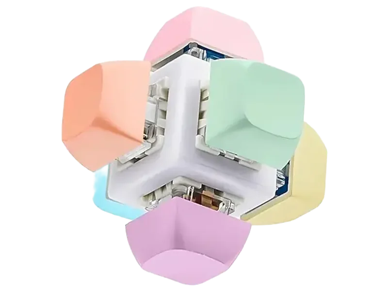 Fidget Toy Mechanical Keyboard Button Clicker Keychain 6 in 1 Stress Relief Sensory Gadget for ADHD Focus Anxiety Relief Office Desk Daily Use Multicolor Pack 1