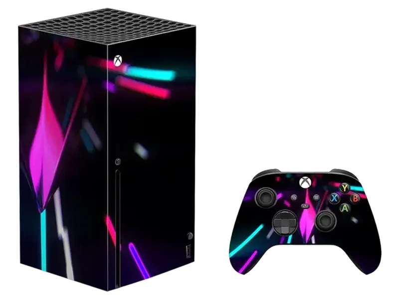 Gadgets WRAP Neon Abstract Vinyl Skin for Xbox Series X Gaming Console and Controller - Light Riot