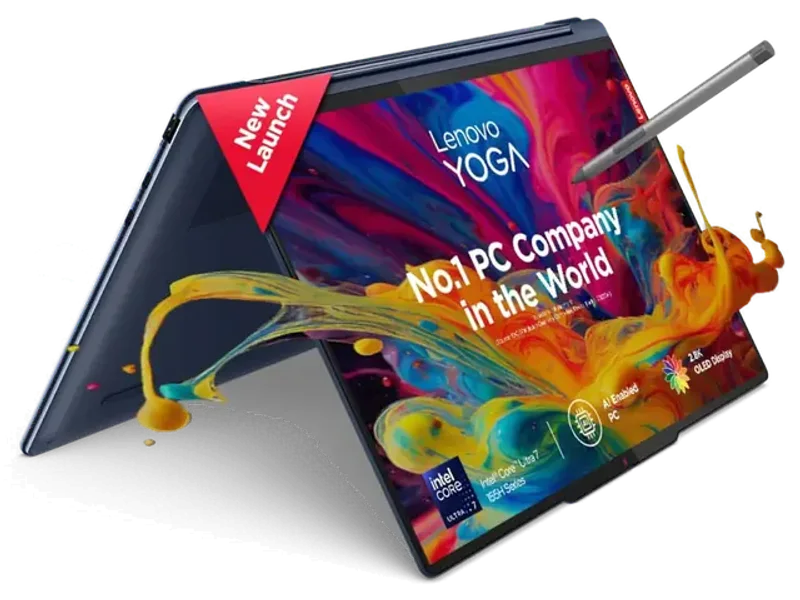 LENOVO YOGA 9 INTEL EVO CORE ULTRA 7 155H BUILT-IN AI 14 INCH(35.5CM) 2.8K OLED 400NITS 2-IN-1 LAPTOP (32GB/1TB SSD/WIN 11/OFFICE 21/DIGITAL PEN/5.0MP+IR CAMERA/3 MON. GAME PASS/BLUE/1.5KG), 83AC001LIN