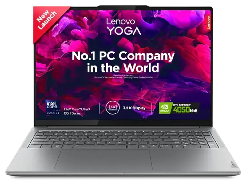 LENOVO YOGA PRO 9 INTEL EVO CORE ULTRA 9 185H BUILT-IN AI 16 INCH(40.6CM) 3.2K IPS 165HZ TOUCHSCREEN LAPTOP (32GB/1TB SSD/NVIDIA RTX 4050 6GB/WIN11/MSO 21/5.0MP+IR CAM/3 MON GAMEPASS/GREY/2KG), 83DN004VIN