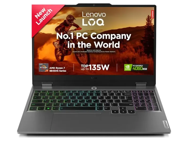 LENOVO LOQ 2024 AMD RYZEN 7 8845HS | NVIDIA RTX 4060 8GB (16GB RAM/1TB SSD/15.6 INCH (39.6CM)/WINDOWS 11/OFFICE HOME 2024/100% SRGB/3 MON. GAME PASS/GREY/2.4KG), 83DX00CTIN GAMING LAPTOP
